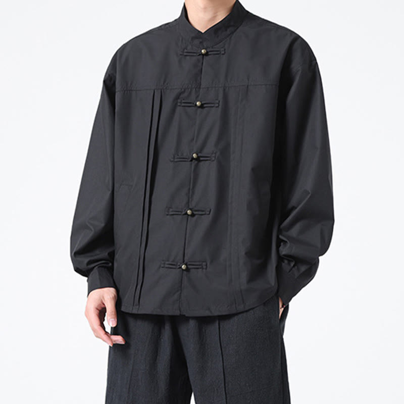 Buddha Stones Stehkragen Knopf Spandex Herrenhemden - image 2