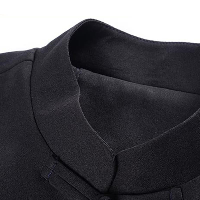 Buddha Stones, Drachen-Stickerei, Frosch-Knopf, Polyester, Herrenjacke, Hemd, Kleidung mit Taschen - image 8