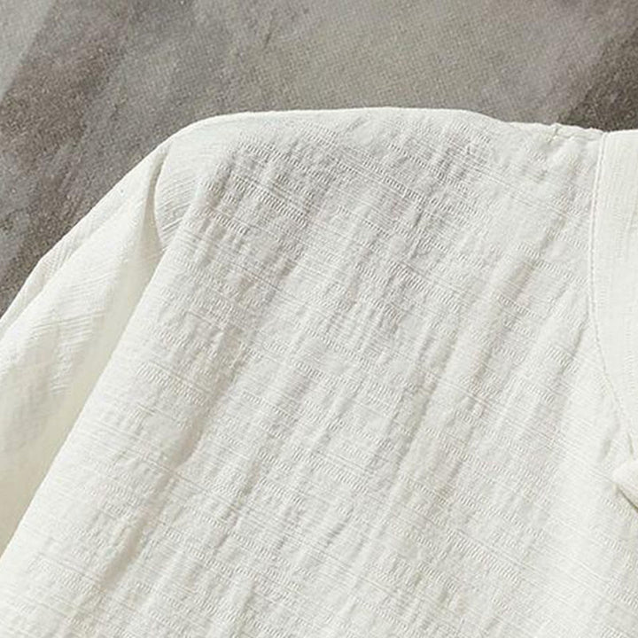 Buddha Stones Stehkragen Tang-Anzug Lässiges Baumwoll-Leinen-Hemd - image 4