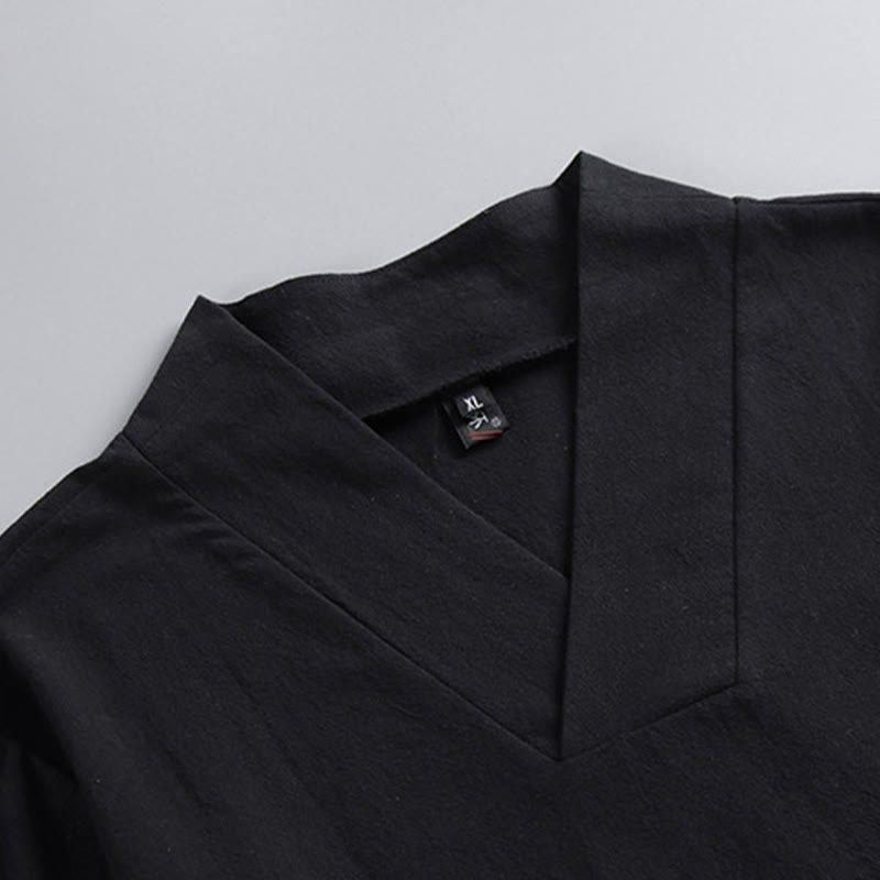 Buddha Stones Kreuzkragen Baumwolle Tang Anzug Hanfu Top Hose Kleidung Herren Set - image 6