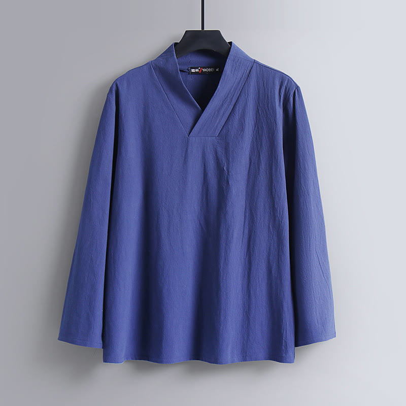 Buddha Stones Kreuzkragen Baumwolle Tang Anzug Hanfu Top Hose Kleidung Herren Set - image 14