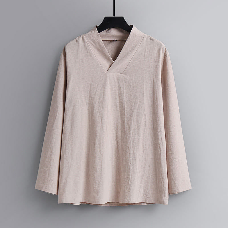 Buddha Stones Kreuzkragen Baumwolle Tang Anzug Hanfu Top Hose Kleidung Herren Set - image 11