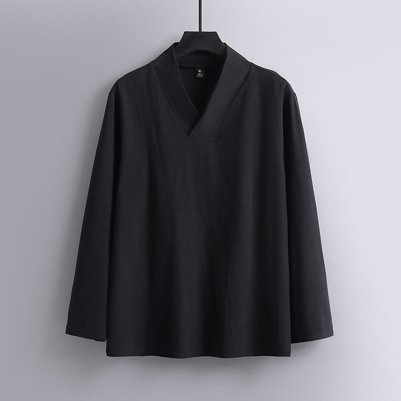 Buddha Stones Kreuzkragen Kurze Pumphose Baumwolle Tang-Anzug Hanfu Oberteil Hose Kleidung Herren Set - image 10