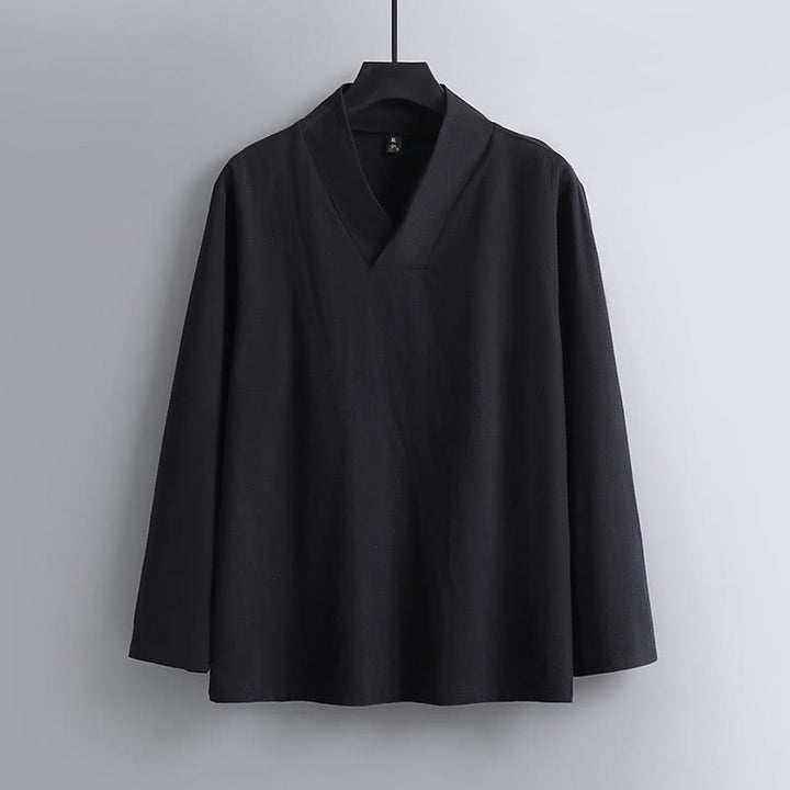 Buddha Stones Kreuzkragen Kurze Pumphose Baumwolle Tang-Anzug Hanfu Oberteil Hose Kleidung Herren Set - image 10