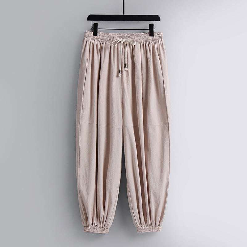 Buddha Stones Kreuzkragen Kurze Pumphose Baumwolle Tang-Anzug Hanfu Oberteil Hose Kleidung Herren Set - image 2