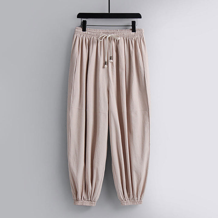 Buddha Stones Kreuzkragen Kurze Pumphose Baumwolle Tang-Anzug Hanfu Oberteil Hose Kleidung Herren Set - image 2