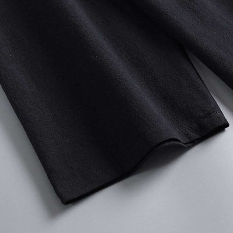 Buddha Stones Kreuzkragen Kurze Pumphose Baumwolle Tang-Anzug Hanfu Oberteil Hose Kleidung Herren Set - image 13