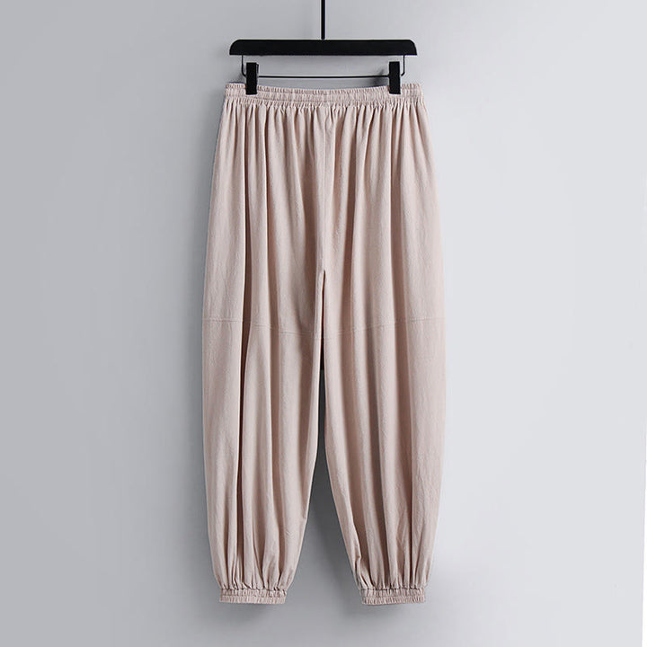 Buddha Stones Kreuzkragen Kurze Pumphose Baumwolle Tang-Anzug Hanfu Oberteil Hose Kleidung Herren Set - image 3