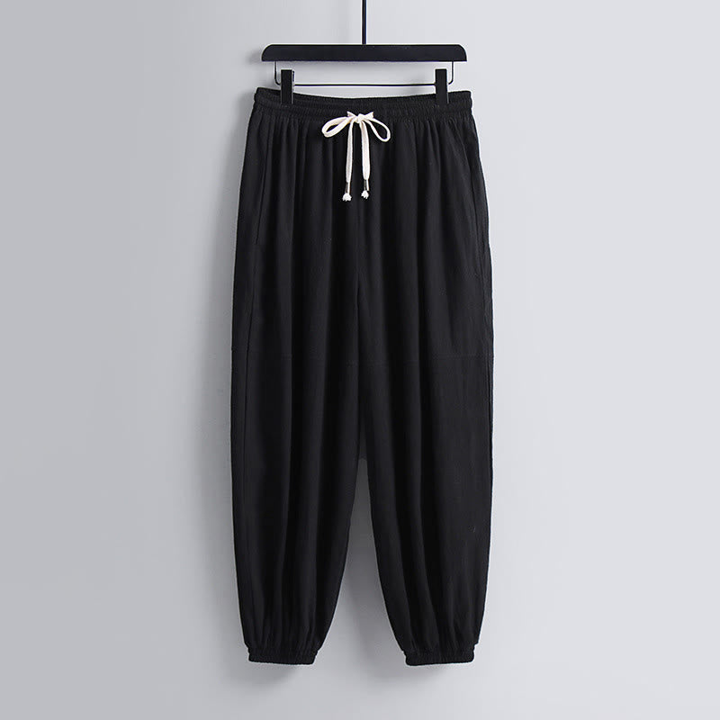 Buddha Stones Kreuzkragen Kurze Pumphose Baumwolle Tang-Anzug Hanfu Oberteil Hose Kleidung Herren Set - image 15