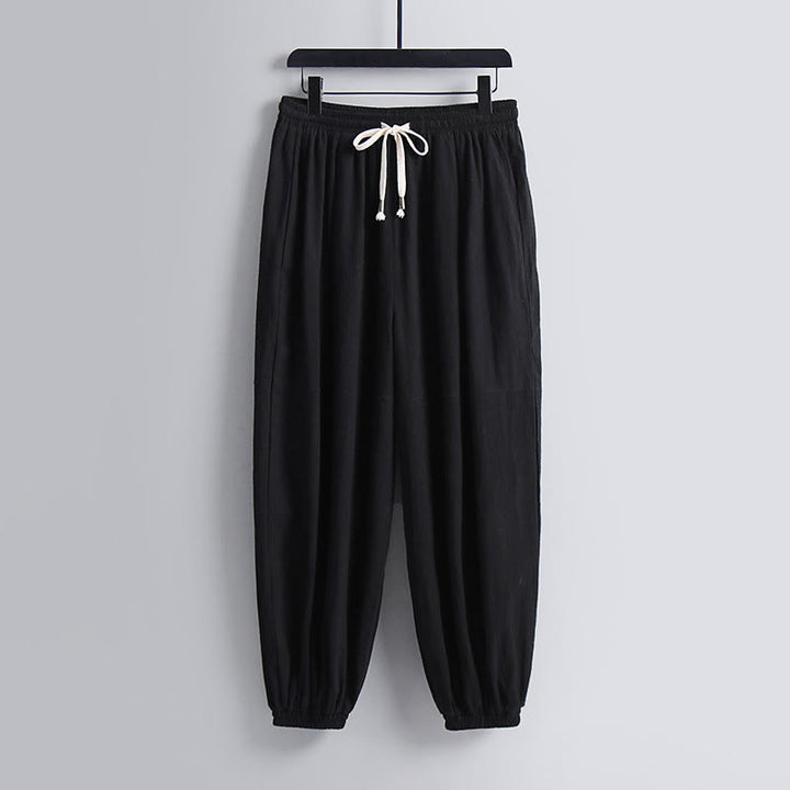 Buddha Stones Kreuzkragen Kurze Pumphose Baumwolle Tang-Anzug Hanfu Oberteil Hose Kleidung Herren Set - image 15