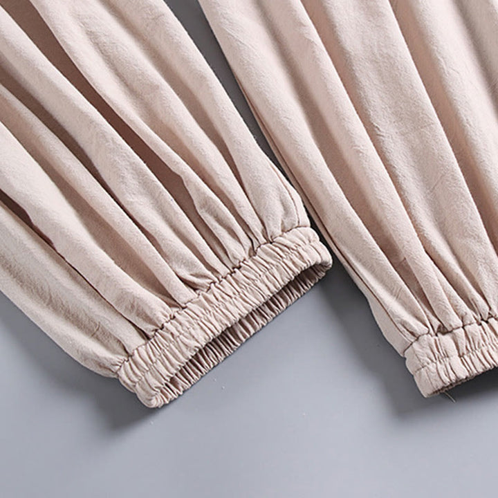 Buddha Stones Kreuzkragen Kurze Pumphose Baumwolle Tang-Anzug Hanfu Oberteil Hose Kleidung Herren Set - image 7