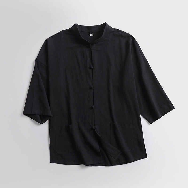 Buddha Stones Dreiviertelärmel Kurze Pumphose Baumwolloberteil Hose Kleidung Herrenset - image 6