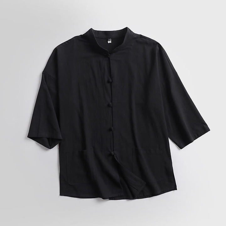 Buddha Stones Dreiviertelärmel Kurze Pumphose Baumwolloberteil Hose Kleidung Herrenset - image 6