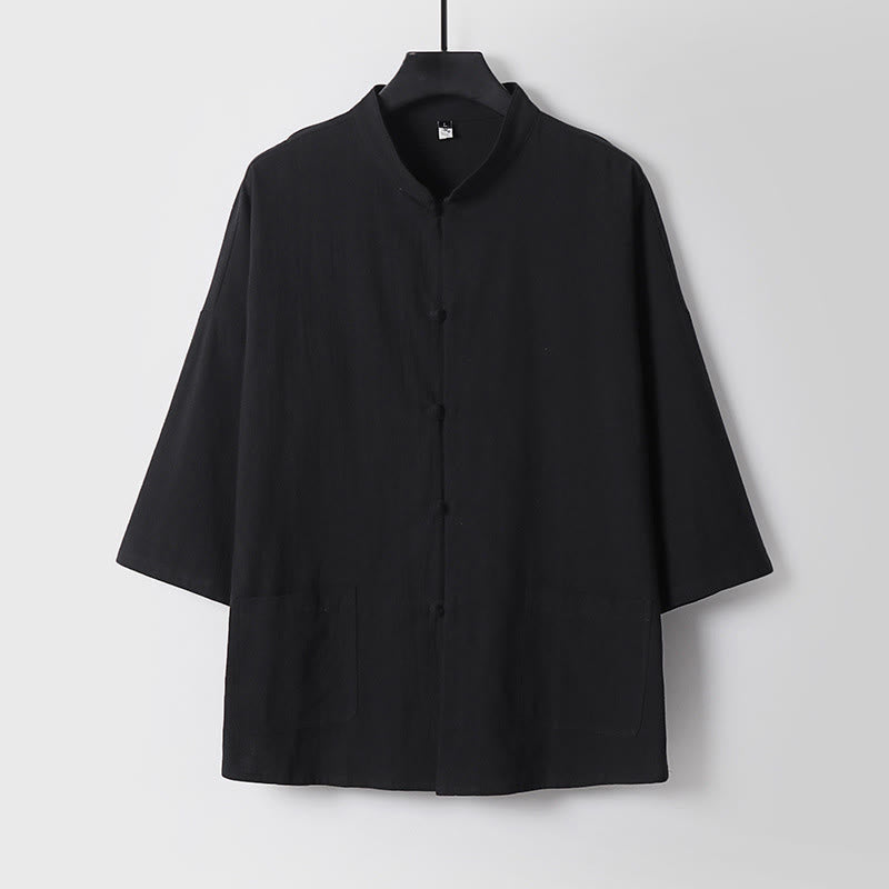 Buddha Stones Dreiviertelärmel Kurze Pumphose Baumwolloberteil Hose Kleidung Herrenset - image 5