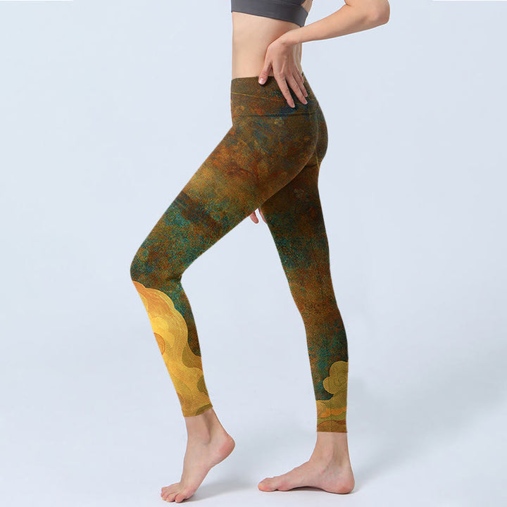 Buddha Stones, glückverheißende Wolken, Druck, Lycra-Stoff, Fitness-Leggings, Damen-Yogahose - image 4
