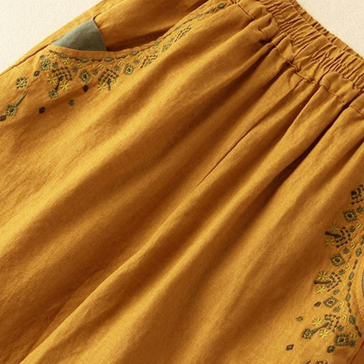 Capri-Haremshose mit Buddha Stones und Vintage-Stickerei, elastischer Bund und Taschen - image 3