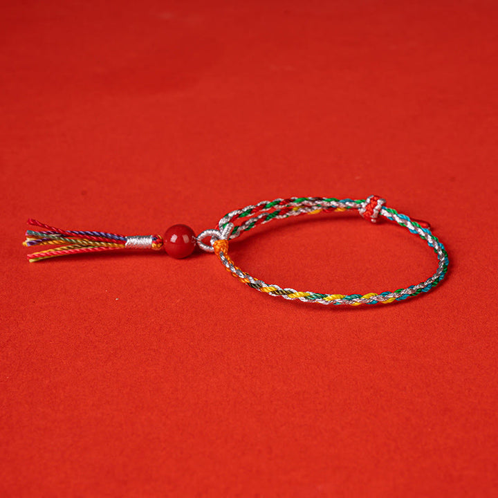 Buddha Stones Buntes Armband aus Zinnober-Konzentration