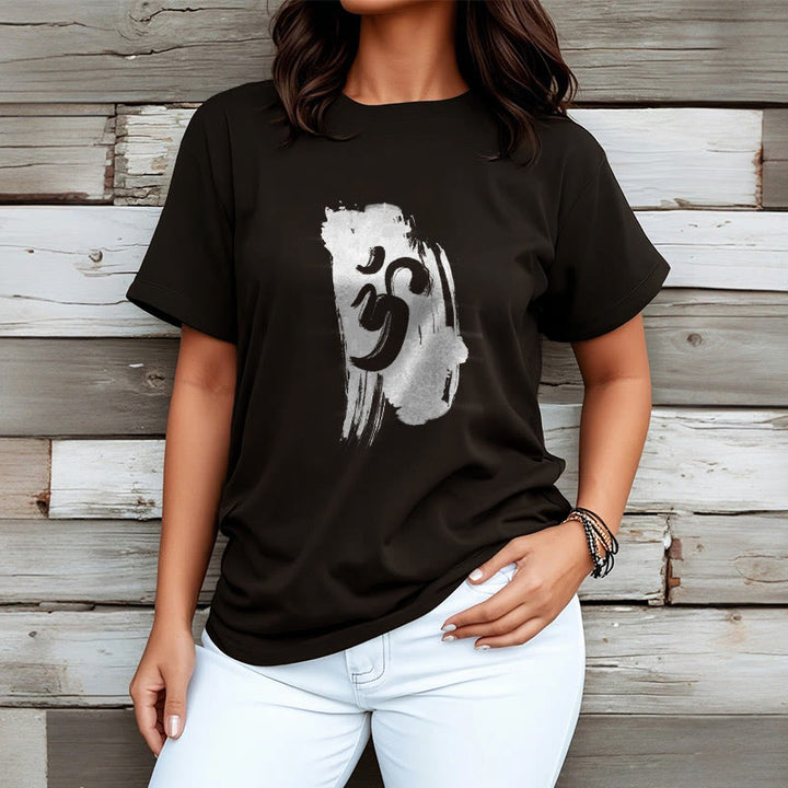 Buddha Stones OM Tinte Hintergrund Baumwolle T-shirt - image 2