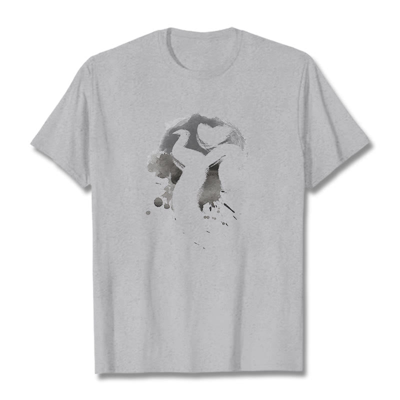 Buddha Stones OM Schwan Baumwolle T-Shirt - Hellgrau - 2XL - image 21