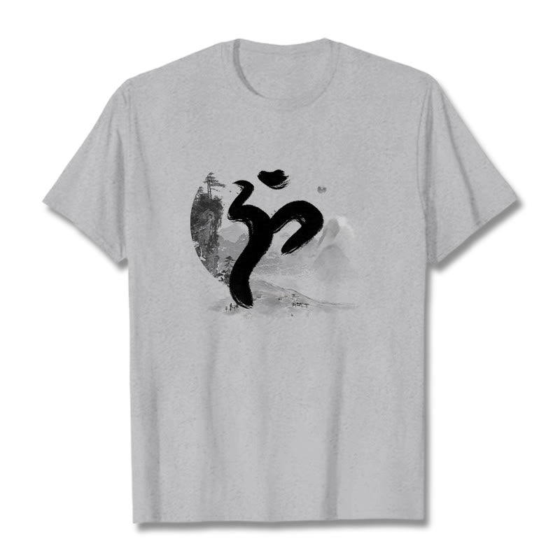 Buddha Stones OM Landschaft Baumwolle T-Shirt - Hellgrau - 2XL - image 21