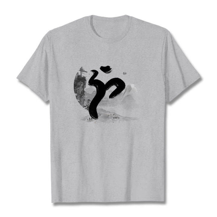 Buddha Stones OM Landschaft Baumwolle T-Shirt - Hellgrau - 2XL - image 21