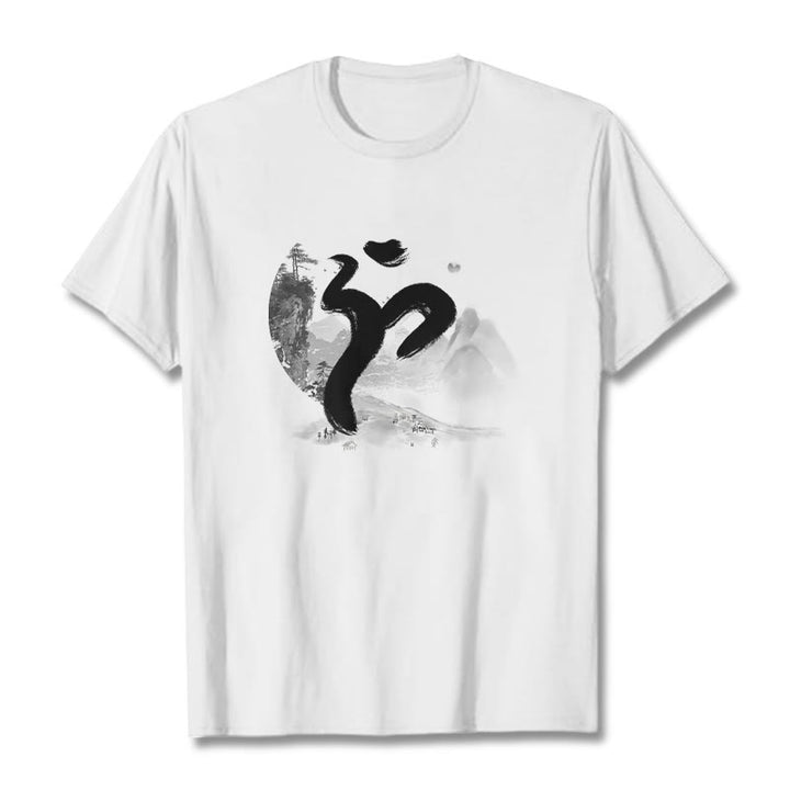 Buddha Stones OM Landschaft Baumwolle T-Shirt - Weiß - 2XL - image 7