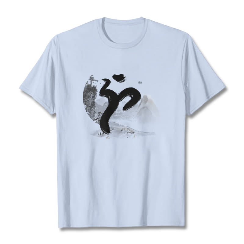 Buddha Stones OM Landschaft Baumwolle T-Shirt - HellCyan - 2XL - image 12