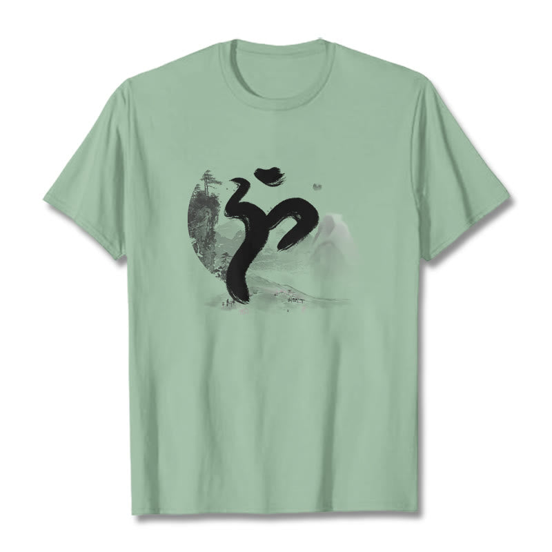 Buddha Stones OM Landschaft Baumwolle T-Shirt - Blassgrün - 2XL - image 19