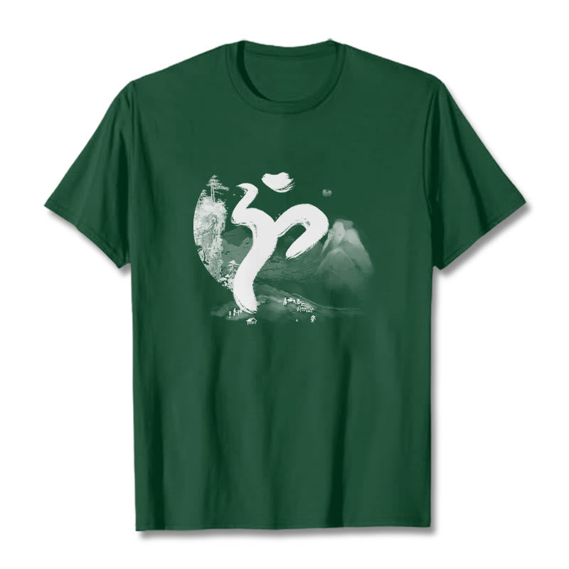 Buddha Stones OM Landschaft Baumwolle T-Shirt - WaldGrün - 2XL - image 10