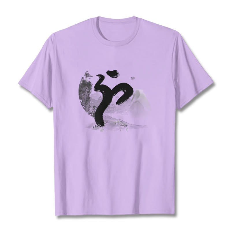 Buddha Stones OM Landschaft Baumwolle T-Shirt - Pflaume - 2XL - image 15