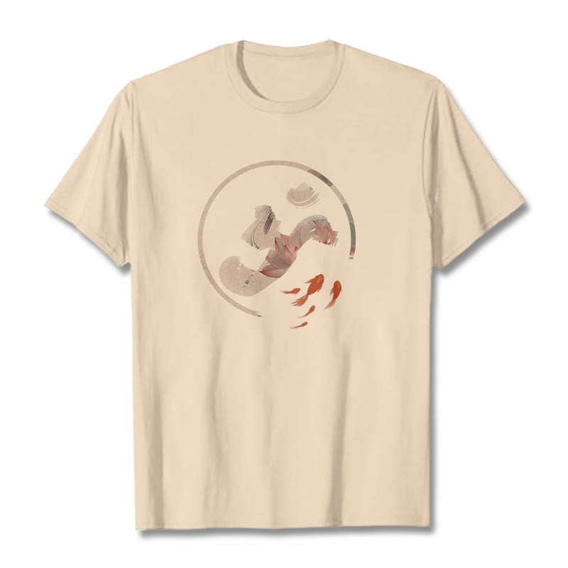 Buddha Stones OM Lotus Koi Fisch Baumwolle T-shirt - Bisque - 2XL - image 10