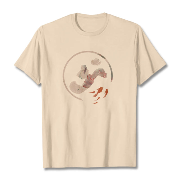 Buddha Stones OM Lotus Koi Fisch Baumwolle T-shirt - Bisque - 2XL - image 10
