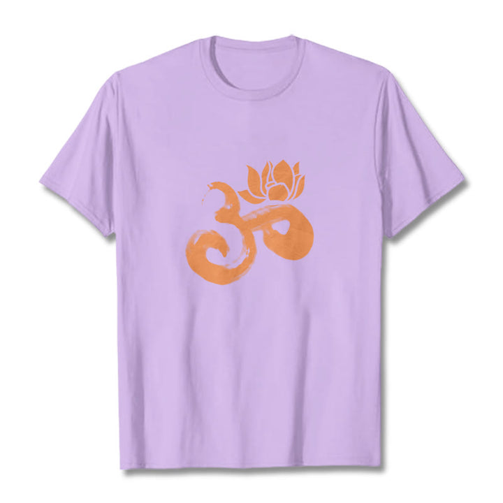 Buddha Stones OM Lotus Blume Baumwolle T-shirt - Pflaume - 2XL - image 18