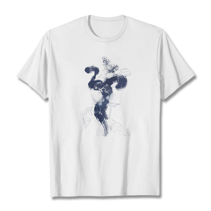 Buddha Stones OM Lotus Blume Hintergrund Baumwolle T-shirt - Weiß - 2XL - image 1