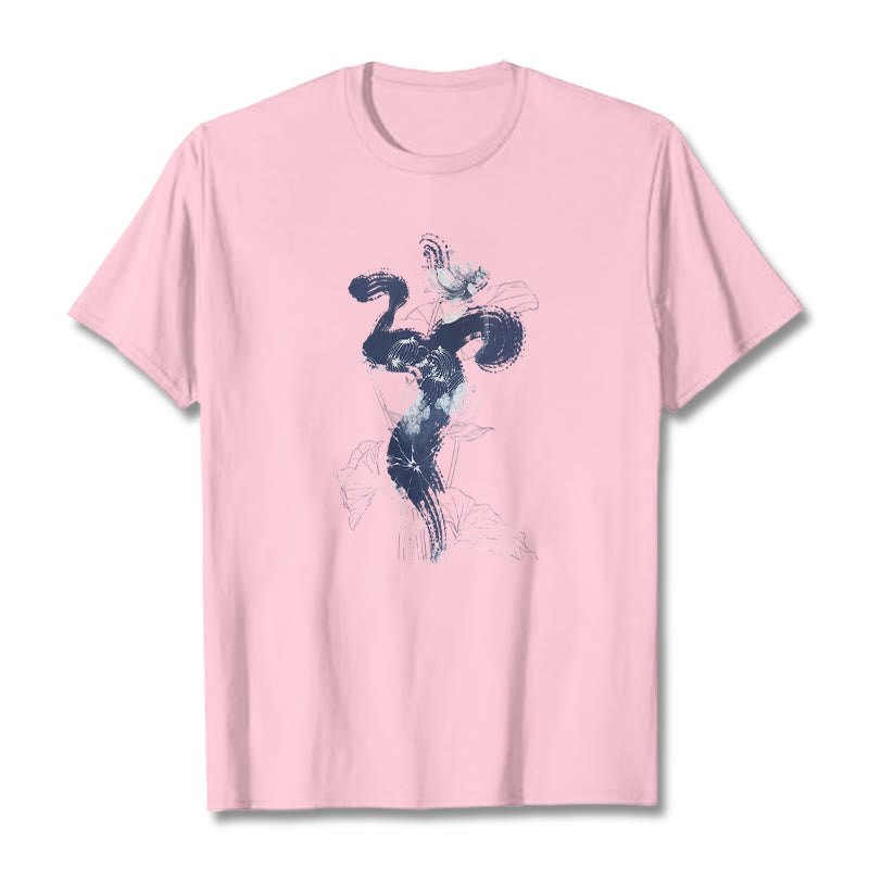 Buddha Stones OM Lotus Blume Hintergrund Baumwolle T-shirt - Hellrosa - 2XL - image 14