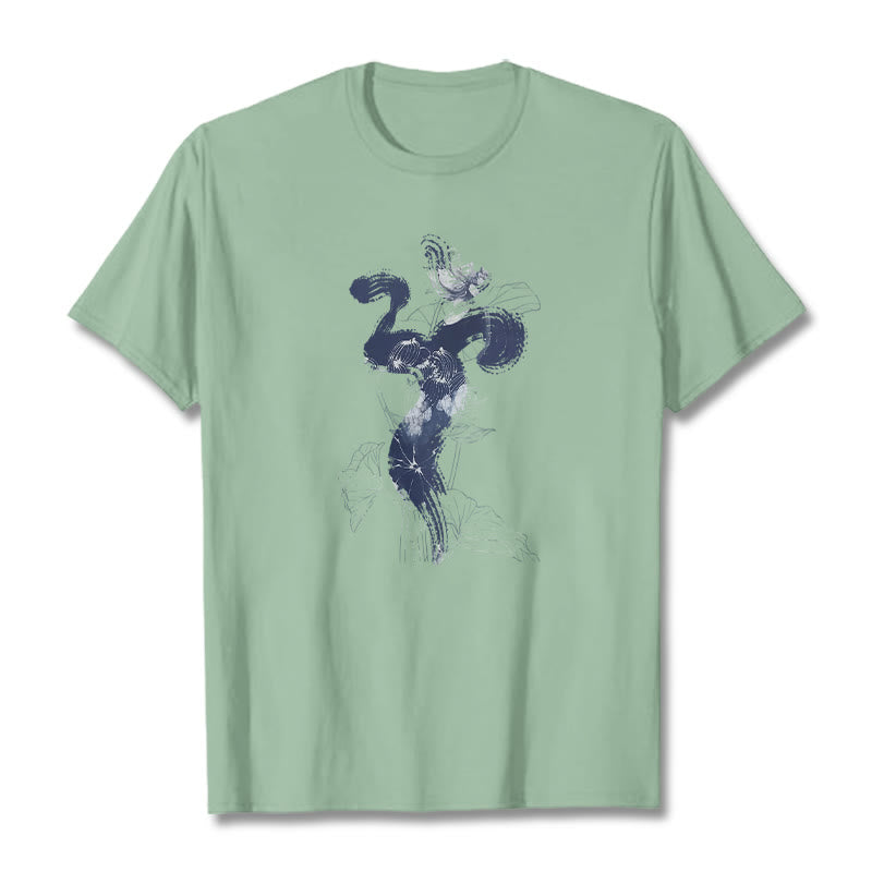 Buddha Stones OM Lotus Blume Hintergrund Baumwolle T-shirt - Blassgrün - 2XL - image 18