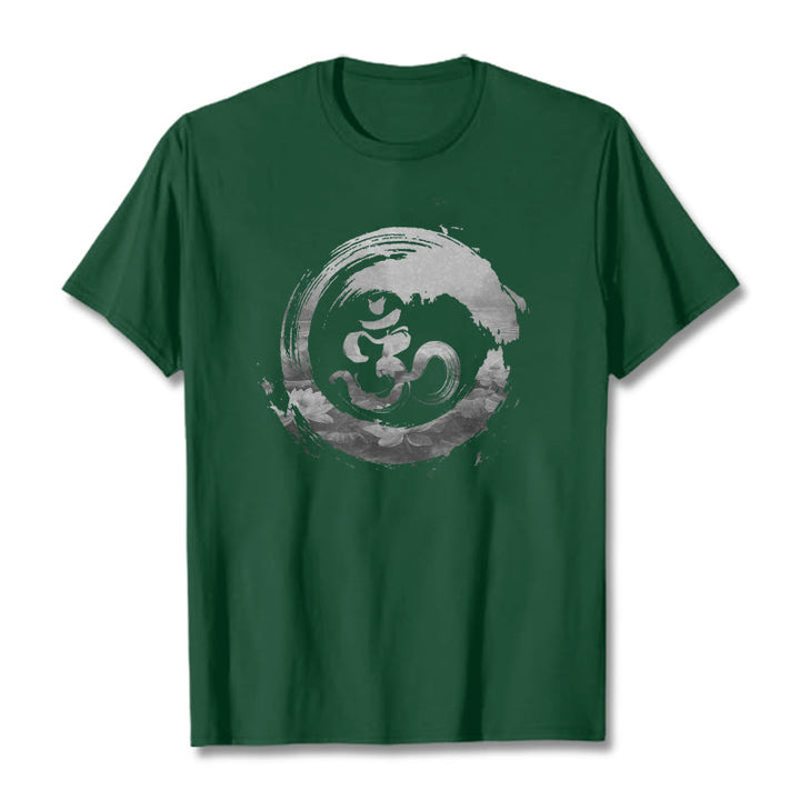 Buddha Stones Om Lotus Baumwolle T-shirt - WaldGrün - 2XL - image 10