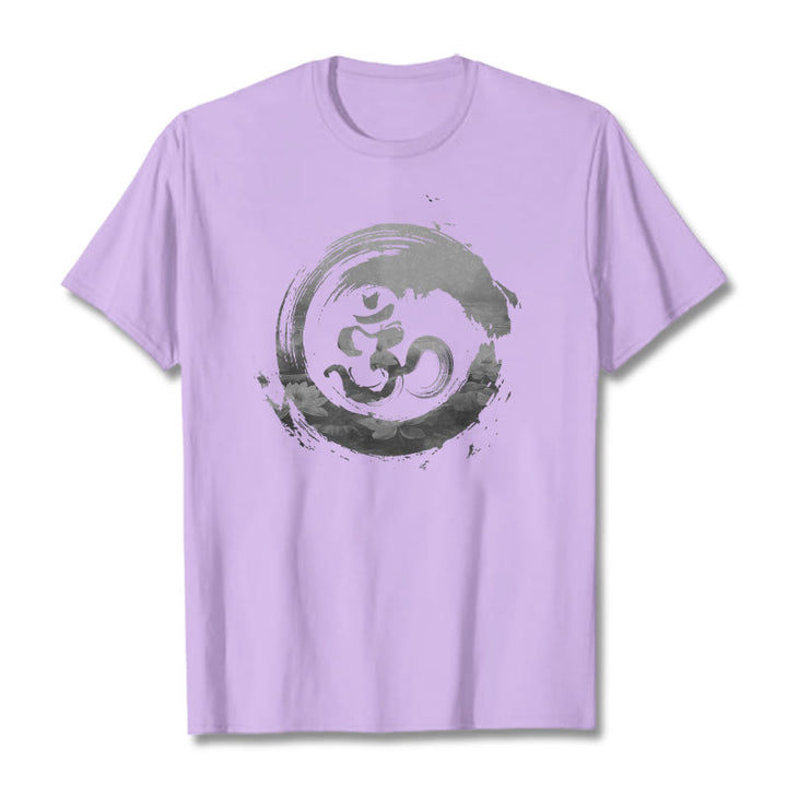 Buddha Stones Om Lotus Baumwolle T-shirt - Pflaume - 2XL - image 15