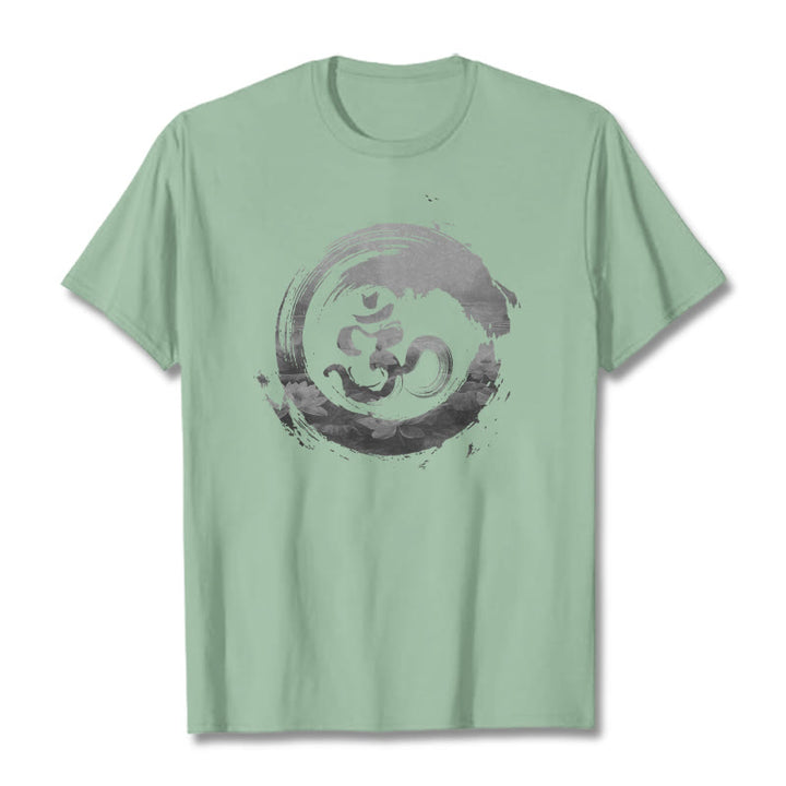 Buddha Stones Om Lotus Baumwolle T-shirt - Blassgrün - 2XL - image 19