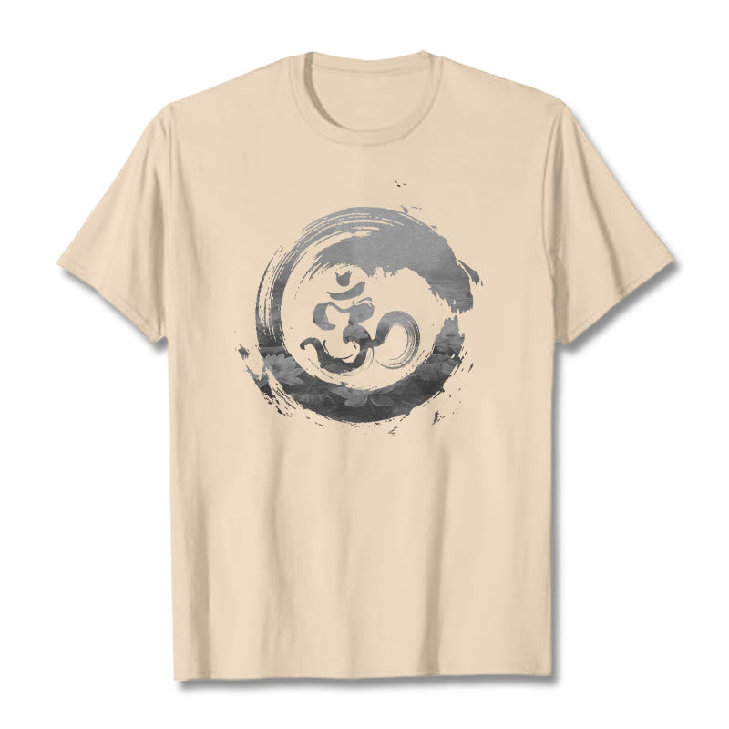 Buddha Stones Om Lotus Baumwolle T-shirt - Bisque - 2XL - image 13