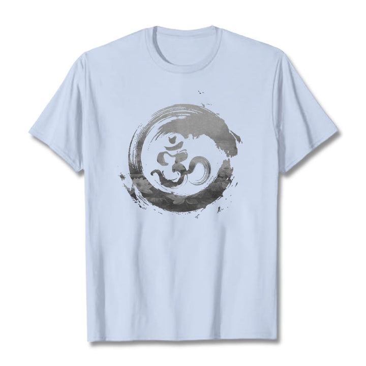 Buddha Stones Om Lotus Baumwolle T-shirt - HellCyan - 2XL - image 12