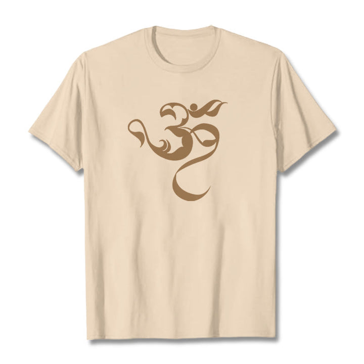 T-Shirt aus Baumwolle mit Buddha Stones und Om-Figur-Design - Bisque - 2XL - image 13
