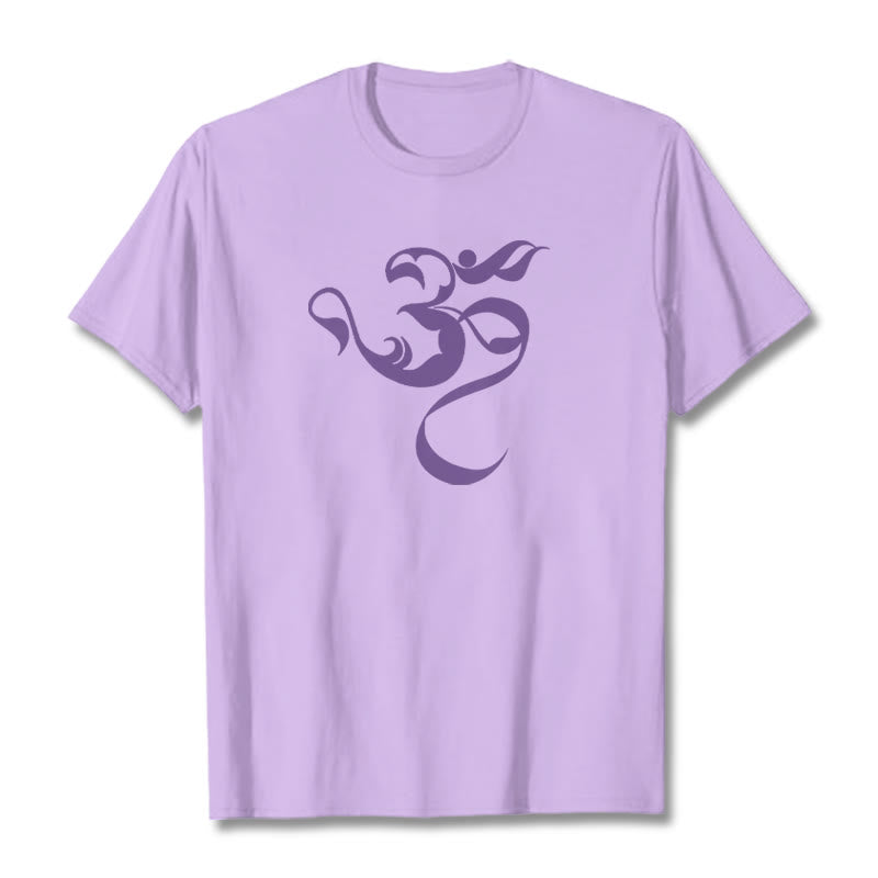 T-Shirt aus Baumwolle mit Buddha Stones und Om-Figur-Design - Pflaume - 2XL - image 15