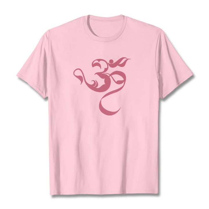 T-Shirt aus Baumwolle mit Buddha Stones und Om-Figur-Design - Hellrosa - 2XL - image 17