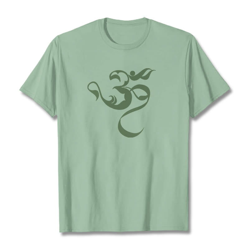 T-Shirt aus Baumwolle mit Buddha Stones und Om-Figur-Design - Blassgrün - 2XL - image 19