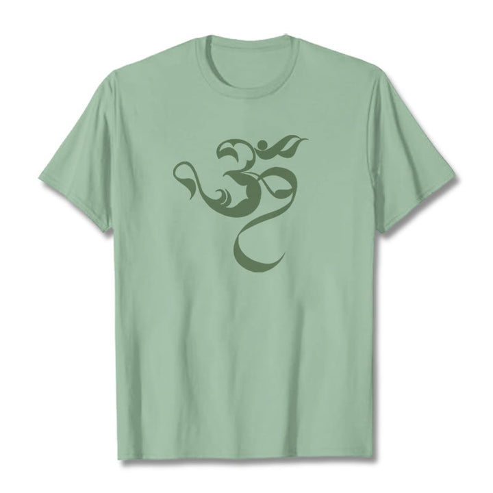 T-Shirt aus Baumwolle mit Buddha Stones und Om-Figur-Design - Blassgrün - 2XL - image 19