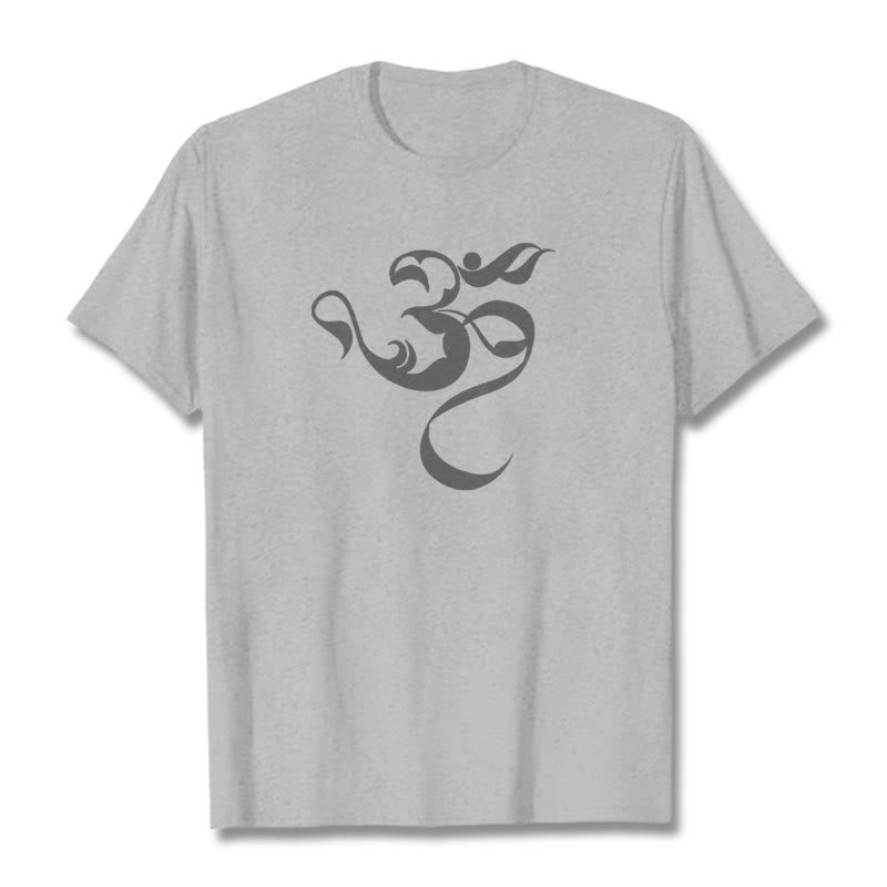 T-Shirt aus Baumwolle mit Buddha Stones und Om-Figur-Design - Hellgrau - 2XL - image 21