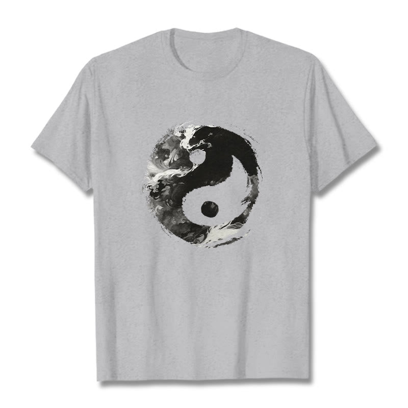 Buddha Stones Yin Yang Baumwolle T-Shirt - Hellgrau - 2XL - image 12