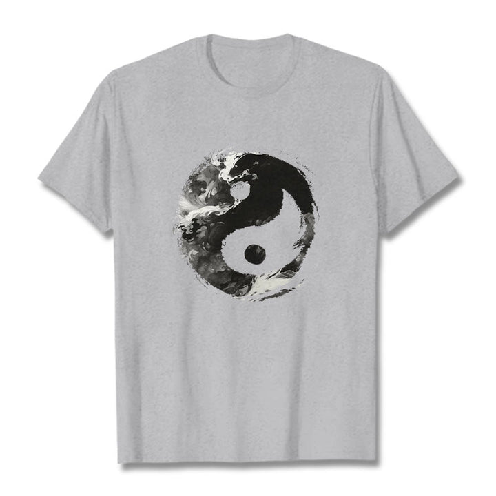 Buddha Stones Yin Yang Baumwolle T-Shirt - Hellgrau - 2XL - image 12
