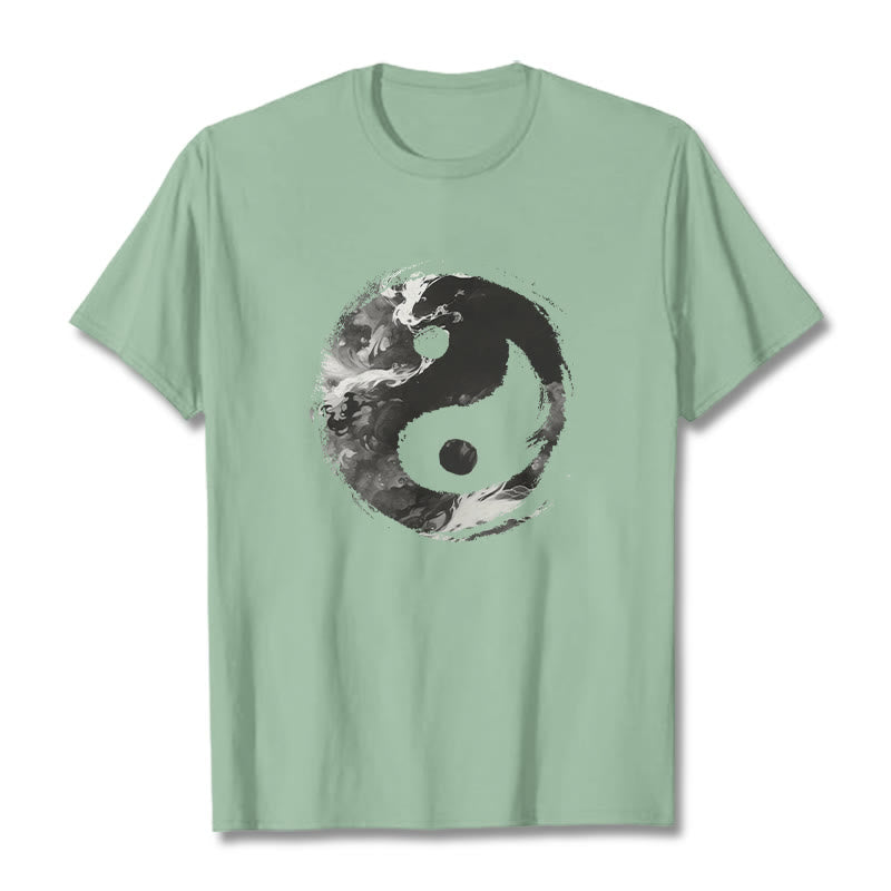 Buddha Stones Yin Yang Baumwolle T-Shirt - Blassgrün - 2XL - image 16
